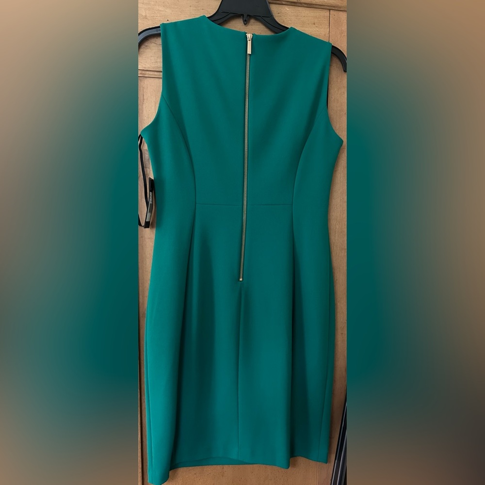 Andrew Marc Sleeveless Teal Midi Sheath Dress - Picture 2 of 4